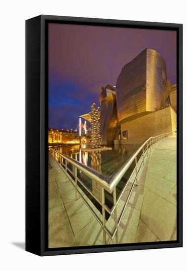 Guggenheim Museum Lit at Night, Bilbao, Spain-Jaynes Gallery-Framed Stretched Canvas