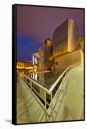 Guggenheim Museum Lit at Night, Bilbao, Spain-Jaynes Gallery-Framed Stretched Canvas