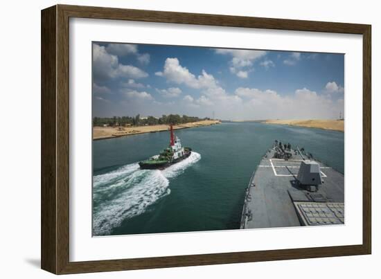 Guided-Missile Destroyer USS Stockdale Transits the Suez Canal-null-Framed Photographic Print