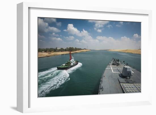 Guided-Missile Destroyer USS Stockdale Transits the Suez Canal-null-Framed Photographic Print