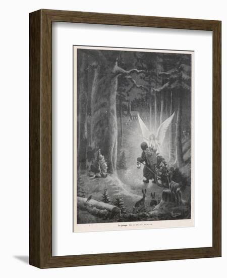 Guiding Xmas Angel-null-Framed Art Print