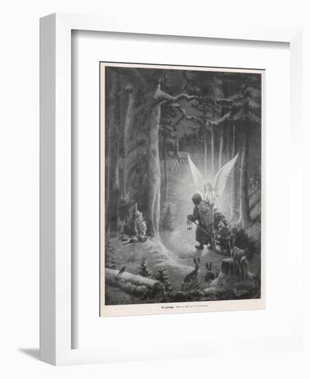 Guiding Xmas Angel-null-Framed Art Print