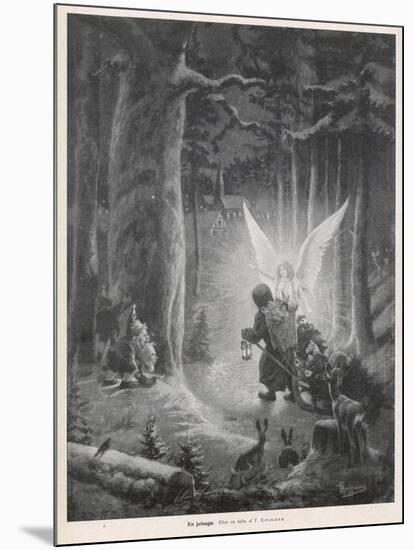 Guiding Xmas Angel-null-Mounted Art Print