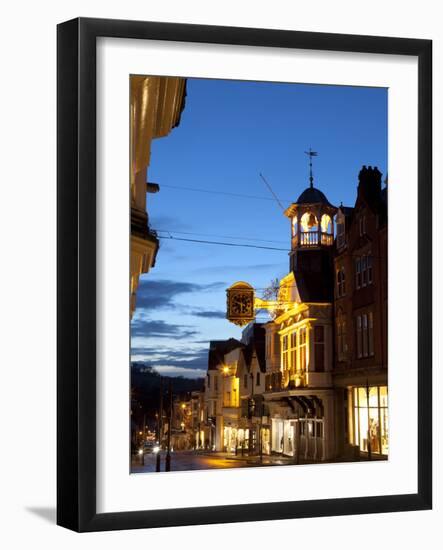 Guildford High Street and Guildhall at Dusk, Guildford, Surrey, England, United Kingdom, Europe-John Miller-Framed Photographic Print