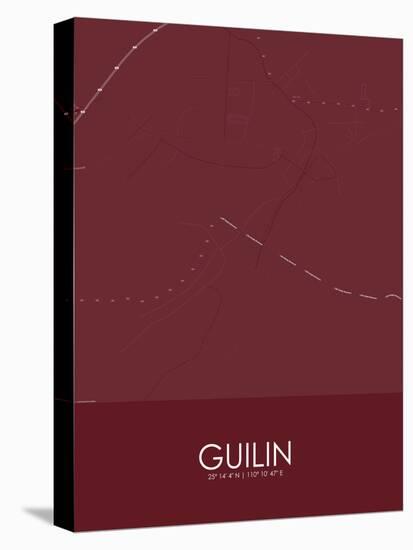 Guilin, China Red Map-null-Stretched Canvas