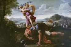 David and Goliath, 1650-1660-Guillaume Courtois-Framed Giclee Print