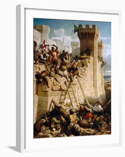 Guillaume De Clermont Defending the Walls at the Siege of Acre, 1291-Dominique Papety-Framed Giclee Print