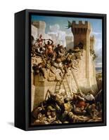 Guillaume De Clermont Defending the Walls at the Siege of Acre, 1291-Dominique Papety-Framed Stretched Canvas