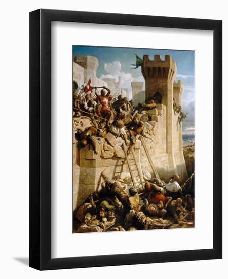 Guillaume De Clermont Defending the Walls at the Siege of Acre, 1291-Dominique Papety-Framed Premium Giclee Print