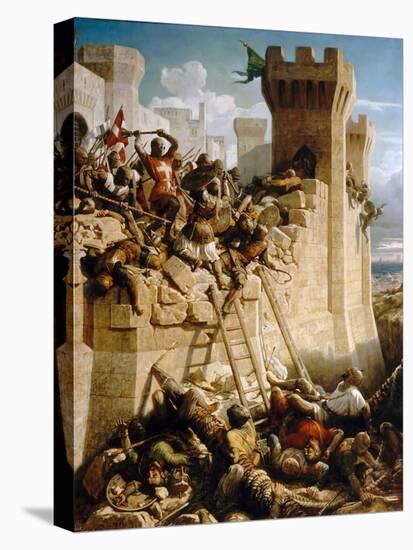 Guillaume De Clermont Defending the Walls at the Siege of Acre, 1291-Dominique Papety-Stretched Canvas