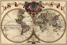 World Map Prepared for Then French King-Guillaume De Lisle-Framed Stretched Canvas