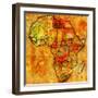 Guinea on Actual Map of Africa-michal812-Framed Art Print