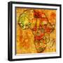 Guinea on Actual Map of Africa-michal812-Framed Art Print