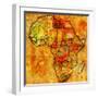 Guinea on Actual Map of Africa-michal812-Framed Art Print