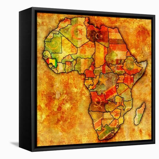 Guinea on Actual Map of Africa-michal812-Framed Stretched Canvas