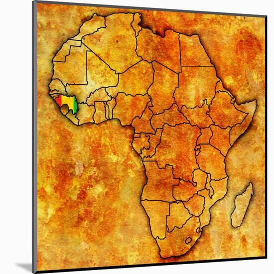 Guinea on Actual Map of Africa-michal812-Mounted Art Print