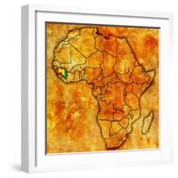 Guinea on Actual Map of Africa-michal812-Framed Art Print