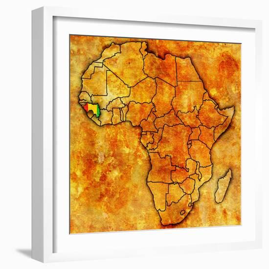 Guinea on Actual Map of Africa-michal812-Framed Art Print