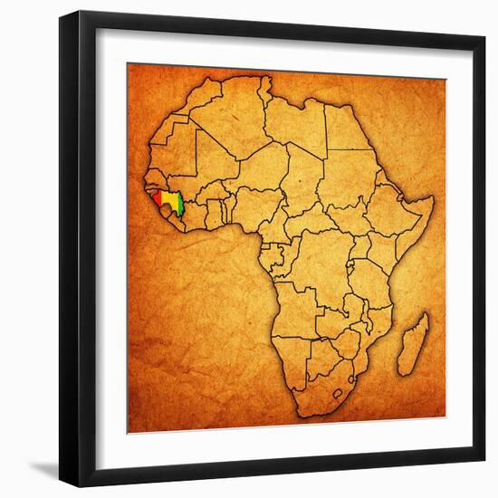 Guinea on Actual Map of Africa-michal812-Framed Art Print