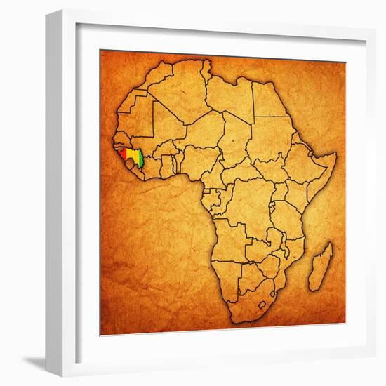 Guinea on Actual Map of Africa-michal812-Framed Art Print