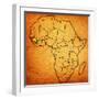 Guinea on Actual Map of Africa-michal812-Framed Art Print