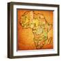 Guinea on Actual Map of Africa-michal812-Framed Art Print