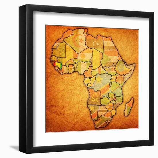 Guinea on Actual Map of Africa-michal812-Framed Art Print