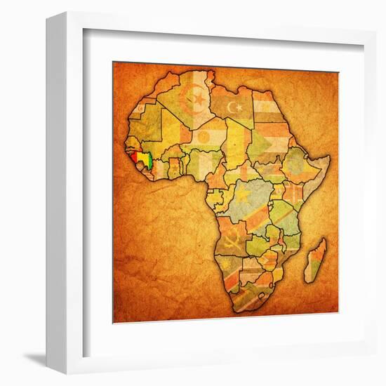 Guinea on Actual Map of Africa-michal812-Framed Art Print