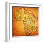 Guinea on Actual Map of Africa-michal812-Framed Art Print