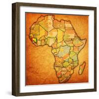 Guinea on Actual Map of Africa-michal812-Framed Art Print