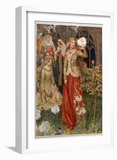 Guinevere and Her Ladies-In- Waiting in the Golden Days-Eleanor Fortescue Brickdale-Framed Photographic Print