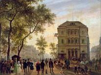 Boulevard Saint-Martin and the Theatre De L'Ambigu, 1830-Guiseppe Canella-Framed Stretched Canvas