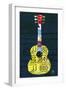 Guitar 2-Design Turnpike-Framed Giclee Print