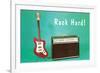 Guitar & Amp - Rock Hard!-null-Framed Art Print