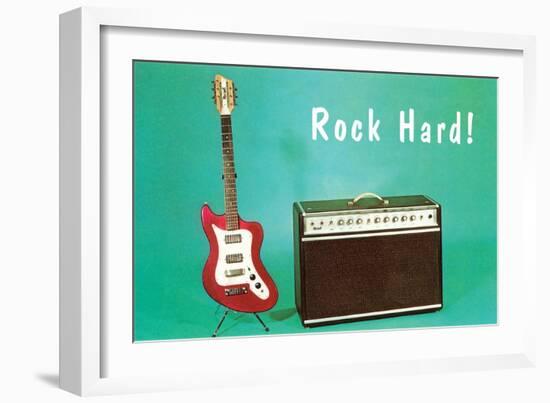 Guitar & Amp - Rock Hard!-null-Framed Art Print