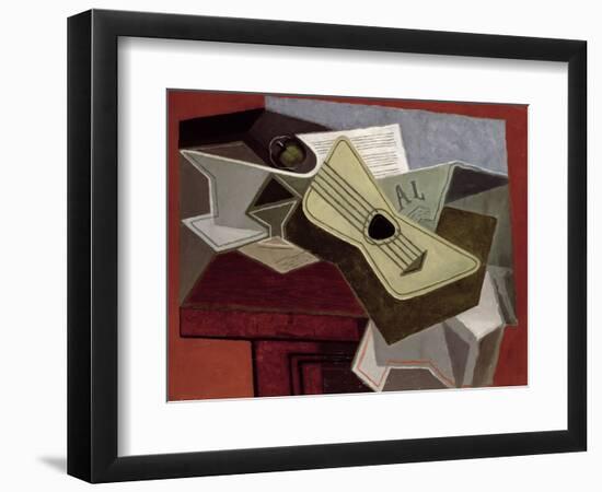 Guitar and Newspaper, 1925-Juan Gris-Framed Premium Giclee Print