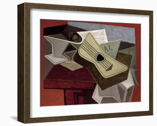 Guitar and Newspaper, 1925-Juan Gris-Framed Giclee Print