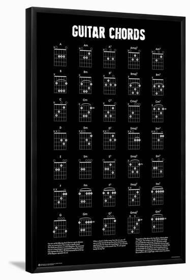 Guitar Chords B/W-null-Framed Standard Poster
