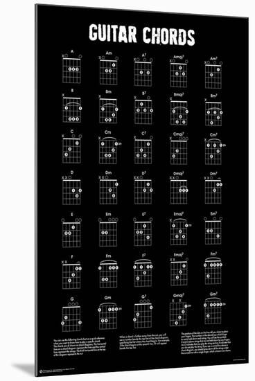 Guitar Chords B/W-null-Mounted Standard Poster