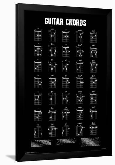 Guitar Chords B/W-null-Framed Standard Poster