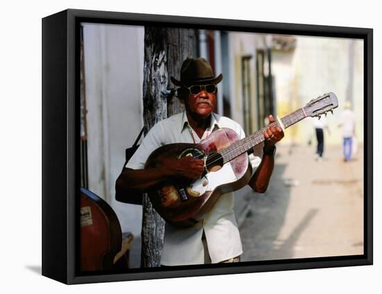 Guitar-Playing Troubador, Trinidad, Sancti Spiritus, Cuba-Christopher P Baker-Framed Stretched Canvas