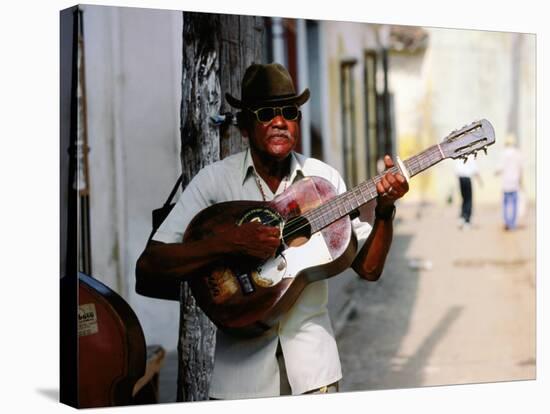 Guitar-Playing Troubador, Trinidad, Sancti Spiritus, Cuba-Christopher P Baker-Stretched Canvas