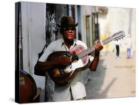 Guitar-Playing Troubador, Trinidad, Sancti Spiritus, Cuba-Christopher P Baker-Stretched Canvas