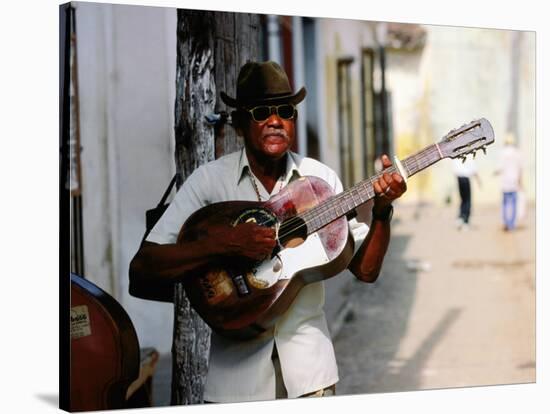 Guitar-Playing Troubador, Trinidad, Sancti Spiritus, Cuba-Christopher P Baker-Stretched Canvas