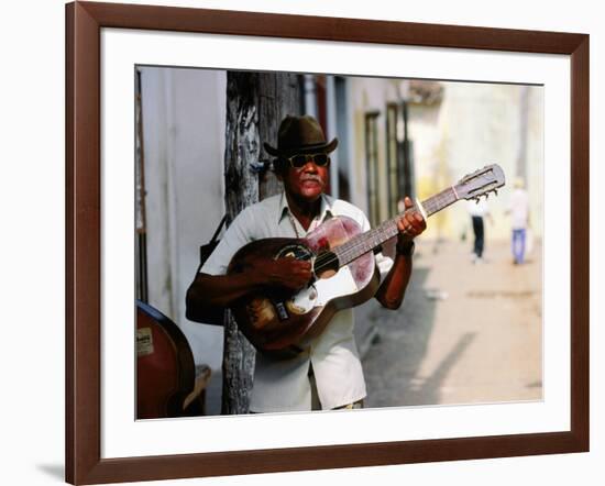 Guitar-Playing Troubador, Trinidad, Sancti Spiritus, Cuba-Christopher P Baker-Framed Photographic Print