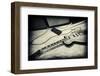 Guitar with Loudspeaker Boxes in the Background, Selective Focus, Polaroid Style-Bernd Wittelsbach-Framed Photographic Print