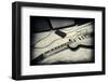 Guitar with Loudspeaker Boxes in the Background, Selective Focus, Polaroid Style-Bernd Wittelsbach-Framed Photographic Print