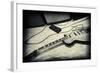 Guitar with Loudspeaker Boxes in the Background, Selective Focus, Polaroid Style-Bernd Wittelsbach-Framed Photographic Print