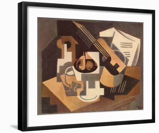 Guitare et Compotier sur une Table, c.1918-Juan Gris-Framed Art Print