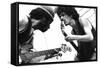 Guitarists David Brown And Carlos Santana During Music And Art Festival In Woodstock, August 1969-null-Framed Stretched Canvas